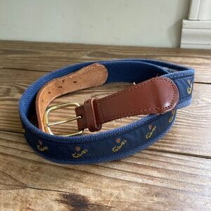 Vintage Nautical Cotton Brass and Leather Belt